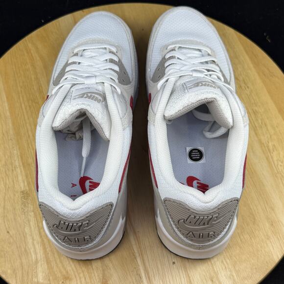 Nike Air Max 90 'White Grey University Red' DM0029-113 Men's Size 9.5 Shoes - Picture 8 of 10